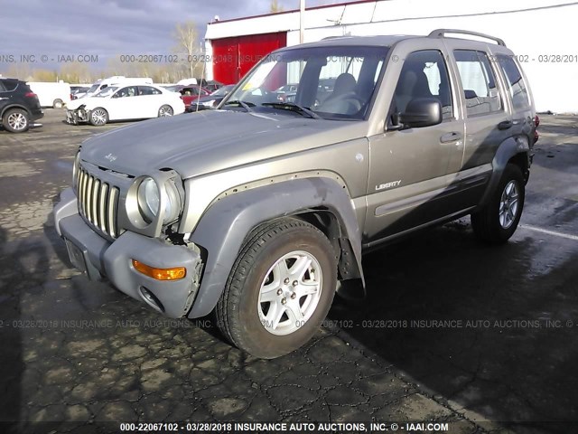 1J4GL48K94W189635 - 2004 JEEP LIBERTY SPORT GREEN photo 2