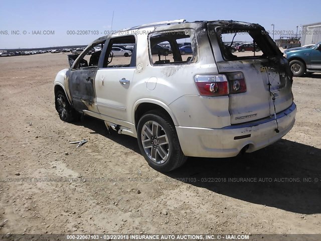 1GKKRTED9CJ387825 - 2012 GMC ACADIA DENALI WHITE photo 3