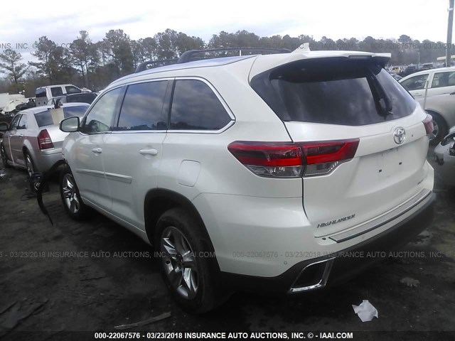 5TDDZRFH7HS411137 - 2017 TOYOTA HIGHLANDER LIMITED/LTD PLATINUM WHITE photo 3