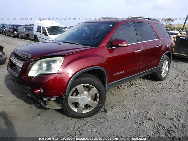 1GKEV23758J136615 - 2008 GMC ACADIA SLT-1 Темно-червоний фото 2