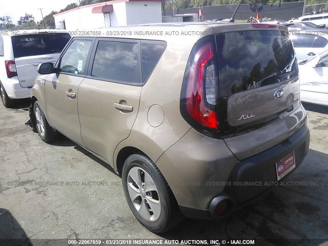 KNDJN2A20F7137117 - 2015 KIA SOUL BROWN photo 3