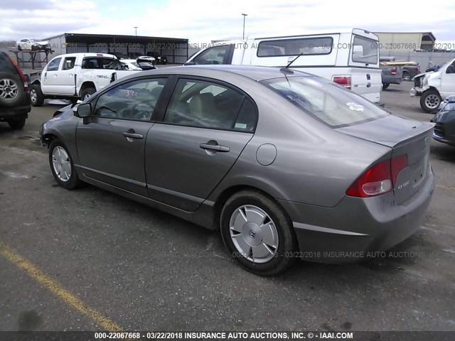 JHMFA362X7S000909 - 2007 HONDA CIVIC HYBRID GRAY photo 3