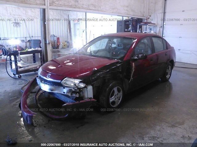 1G8AG52FX4Z219543 - 2004 SATURN ION LEVEL 1 BURGUNDY photo 2