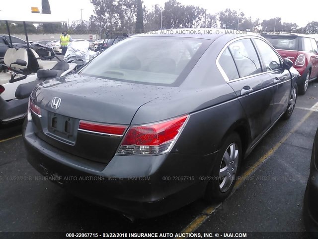 1HGCP2F3XCA000724 - 2012 HONDA ACCORD LX GRAY photo 4