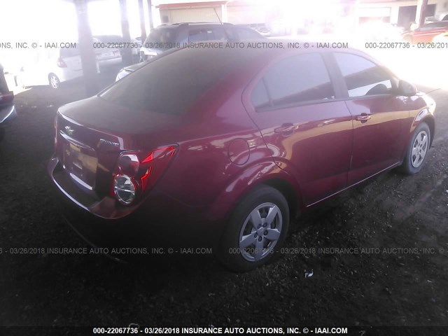 1G1JA5SH2D4191445 - 2013 CHEVROLET SONIC LS 红色 照片 4