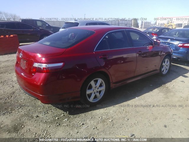 4T1BE46K59U414550 - 2009 TOYOTA CAMRY SE/LE/XLE RED photo 4