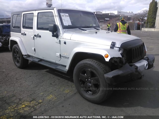 1J4BA5H16AL222195 - 2010 JEEP WRANGLER UNLIMITED SAHARA SILVER photo 1