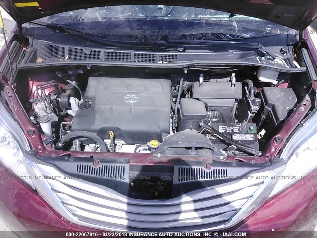 5TDYK3DC9FS636280 - 2015 TOYOTA SIENNA XLE/LIMITED MAROON photo 10