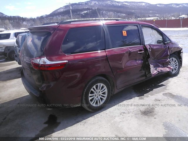 5TDYK3DC9FS636280 - 2015 TOYOTA SIENNA XLE/LIMITED MAROON photo 4