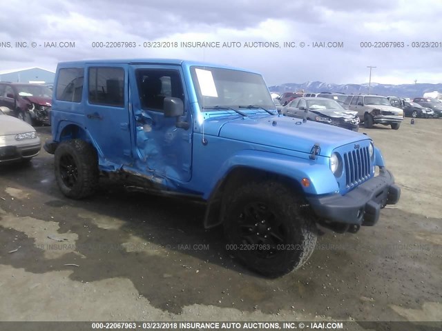 1C4BJWEG9GL214721 - 2016 JEEP WRANGLER UNLIMITE SAHARA BLUE photo 1