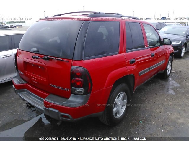 1GNDS13S122349164 - 2002 CHEVROLET TRAILBLAZER  RED photo 4