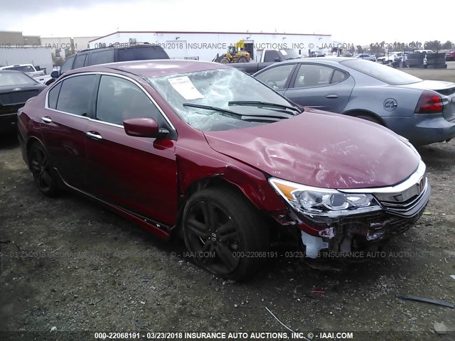 1HGCR2F57GA134270 - 2016 HONDA ACCORD SPORT RED photo 1