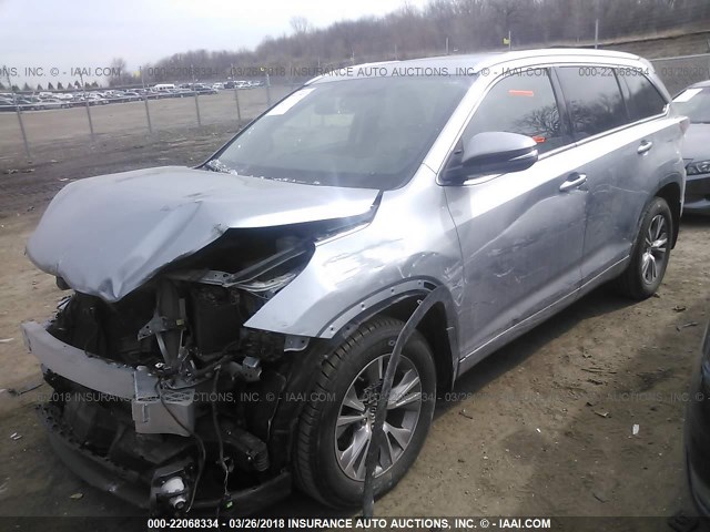 5TDJKRFH7FS134705 - 2015 TOYOTA HIGHLANDER XLE SILVER photo 2