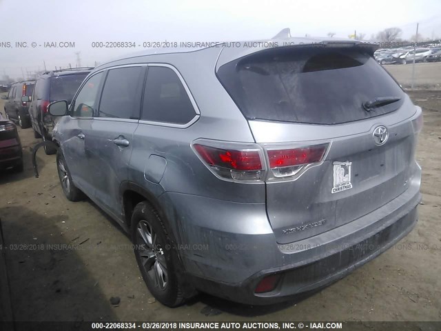 5TDJKRFH7FS134705 - 2015 TOYOTA HIGHLANDER XLE ვერცხლისფერი ფოტო 3