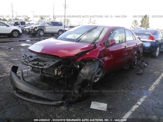 5YFBU4EE4BP002108 - 2011 TOYOTA COROLLA S/LE RED photo 2