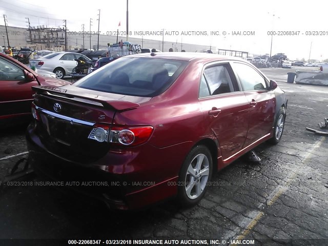 5YFBU4EE4BP002108 - 2011 TOYOTA COROLLA S/LE RED photo 4