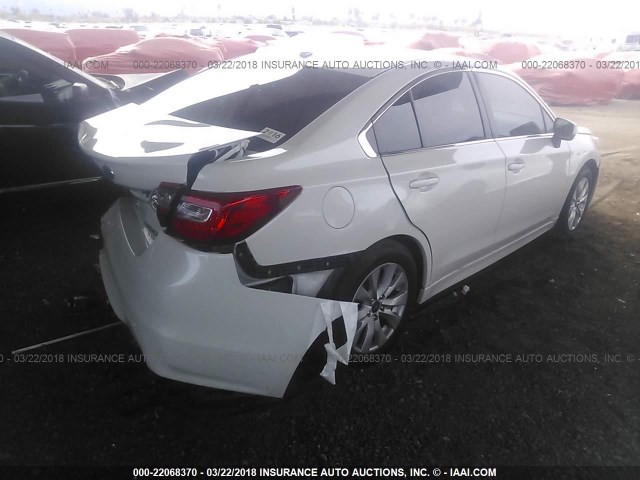 4S3BNAC60F3004590 - 2015 SUBARU LEGACY 2.5I PREMIUM WHITE photo 4