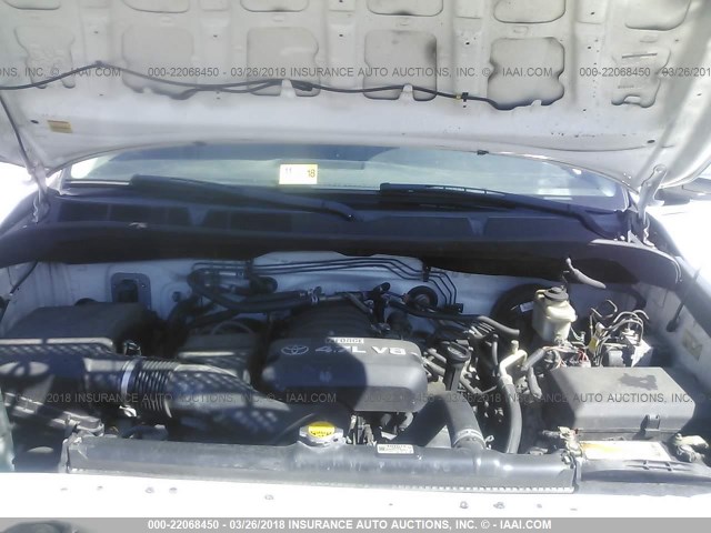 5TFRT54157X008837 - 2007 TOYOTA TUNDRA DOUBLE CAB SR5 WHITE photo 10
