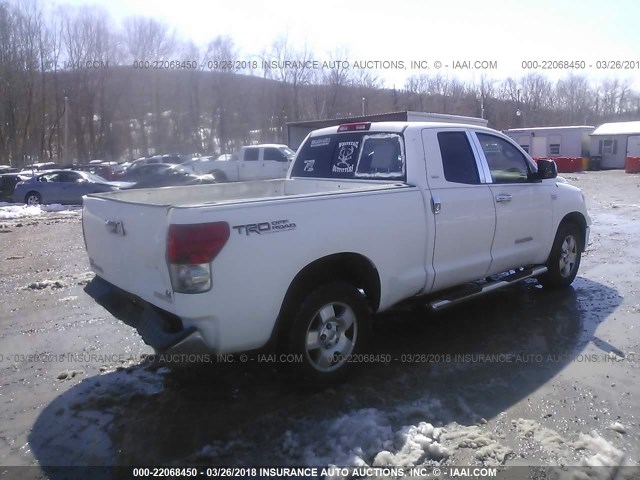 5TFRT54157X008837 - 2007 TOYOTA TUNDRA DOUBLE CAB SR5 WHITE photo 4