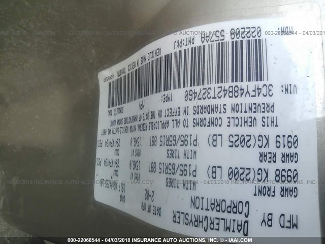 3C4FY48B42T327460 - 2002 CHRYSLER PT CRUISER CLASSIC 棕色 照片 9