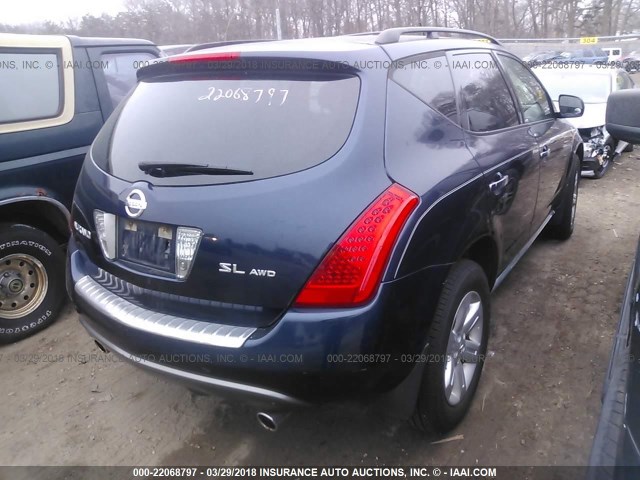 JN8AZ08W67W667640 - 2007 NISSAN MURANO SL/SE/S Dark Blue photo 4