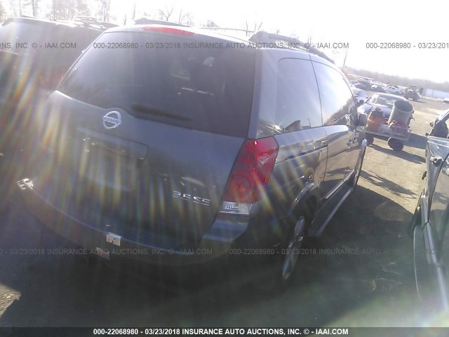 5N1BV28U34N325016 - 2004 NISSAN QUEST S/SE/SL GRAY photo 4