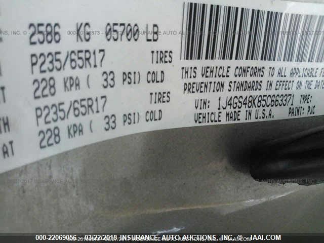 1J4GS48K85C663371 - 2005 JEEP GRAND CHEROKEE LAREDO/COLUMBIA/FREEDOM 米色 照片 9