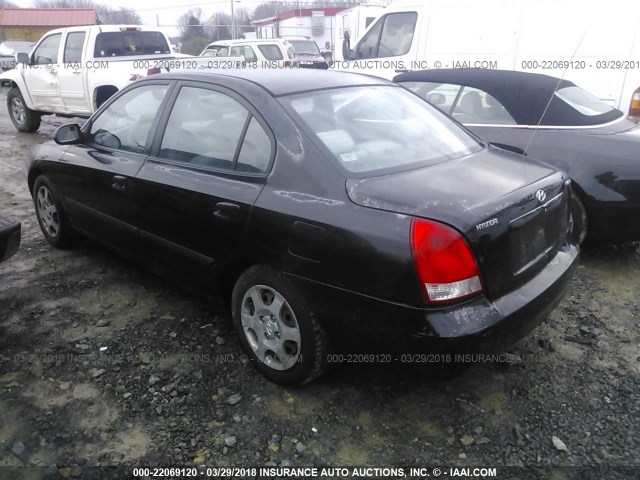 KMHDN45D52U301408 - 2002 HYUNDAI ELANTRA GLS/GT BLACK photo 3