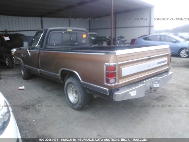 1B7HD14T2GS010237 - 1986 DODGE D-SERIES D150 BROWN photo 3