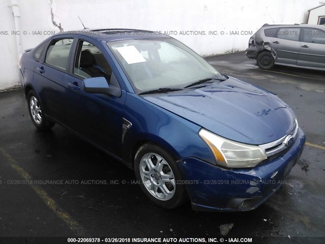 1FAHP35N78W193878 - 2008 FORD FOCUS SE/SEL/SES BLUE photo 1