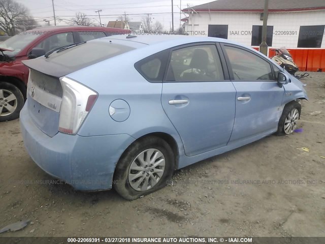 JTDKN3DP9C3014145 - 2012 TOYOTA PRIUS PLUG-IN  Light Blue photo 4