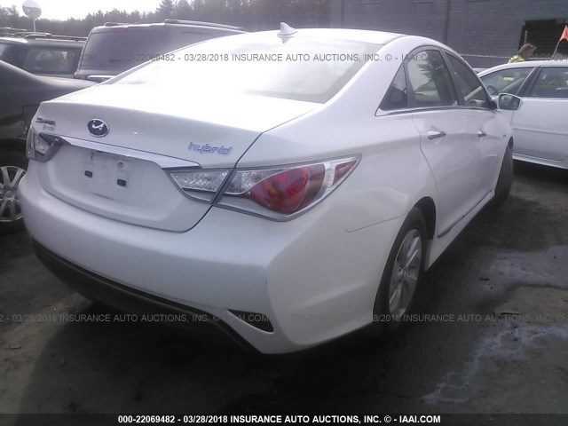 KMHEC4A49FA133084 - 2015 HYUNDAI SONATA HYBRID/LIMITED WHITE photo 4