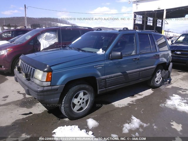 1J4GZ58SXRC300223 - 1994 JEEP GRAND CHEROKEE LAREDO BLUE photo 2