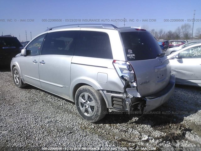 5N1BV28U88N117526 - 2008 NISSAN QUEST S/SE/SL SILVER photo 3