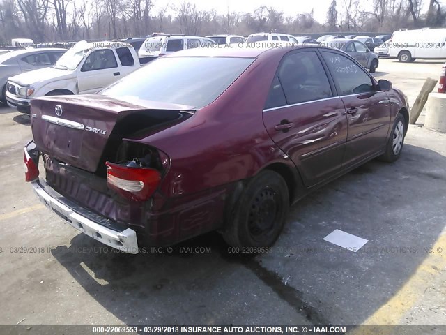 JTDBE30K830194259 - 2003 TOYOTA CAMRY LE/XLE BURGUNDY photo 4
