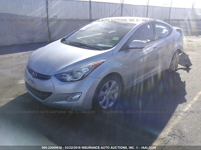 KMHDH4AE8DU600075 - 2013 HYUNDAI ELANTRA GLS/LIMITED SILVER photo 2