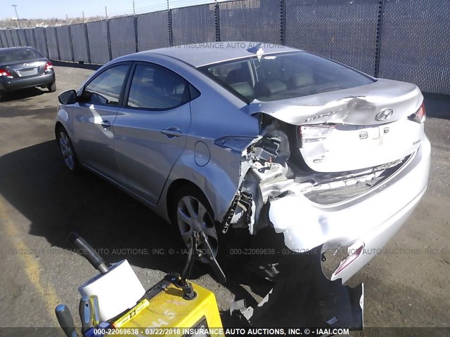 KMHDH4AE8DU600075 - 2013 HYUNDAI ELANTRA GLS/LIMITED SILVER photo 3