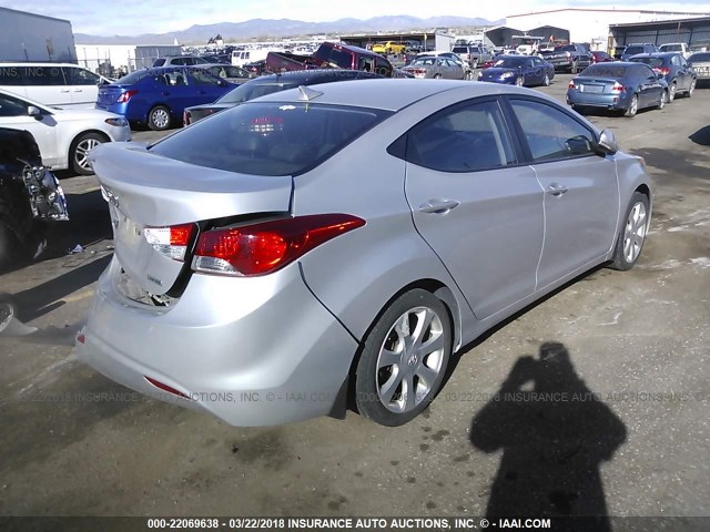 KMHDH4AE8DU600075 - 2013 HYUNDAI ELANTRA GLS/LIMITED SILVER photo 4