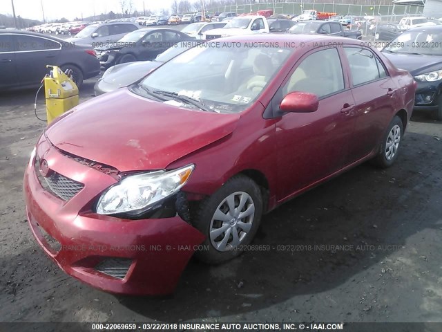 JTDBL40EX99032384 - 2009 TOYOTA COROLLA LE/XLE RED photo 2