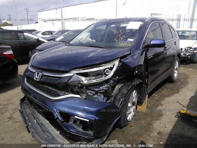 2HKRM3H72FH517956 - 2015 HONDA CR-V EXL BLUE photo 2