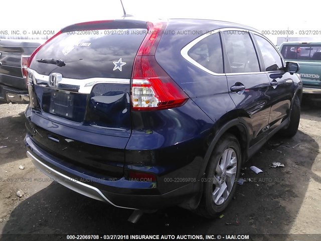 2HKRM3H72FH517956 - 2015 HONDA CR-V EXL BLUE photo 4