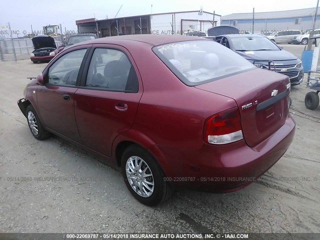 KL1TD52605B447155 - 2005 CHEVROLET AVEO LS BURGUNDY photo 3