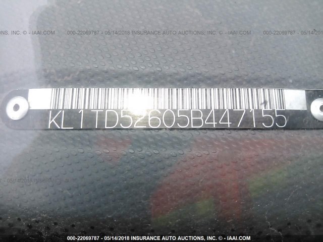 KL1TD52605B447155 - 2005 CHEVROLET AVEO LS BURGUNDY photo 9