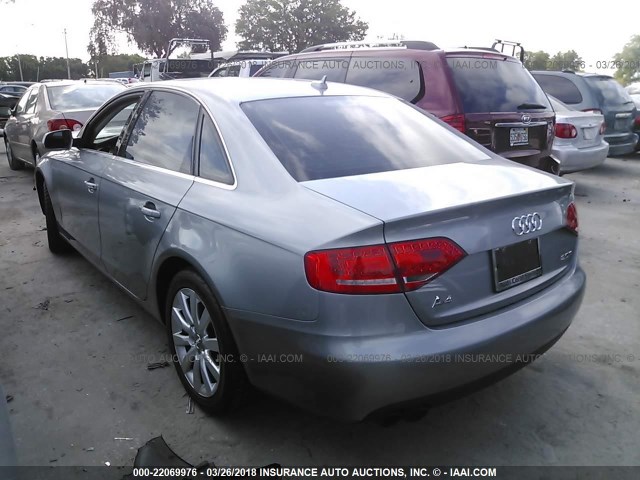 WAUEFAFL1BN046435 - 2011 AUDI A4 PREMIUM PLUS GRAY photo 3