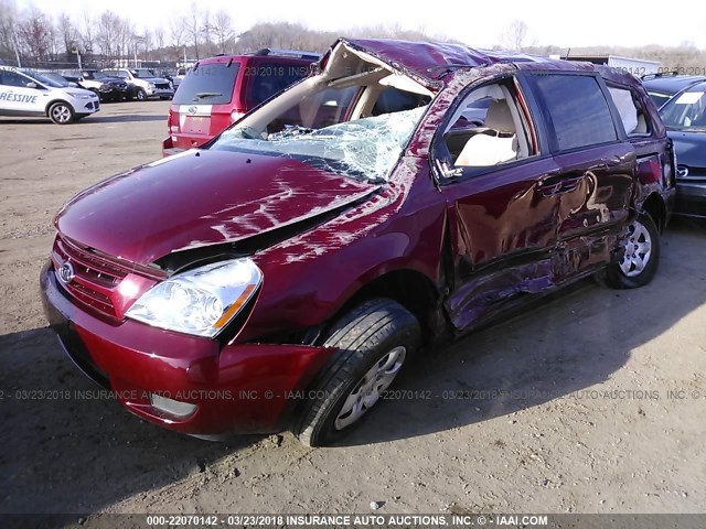 KNDMB233796319581 - 2009 KIA SEDONA EX/LX RED photo 2