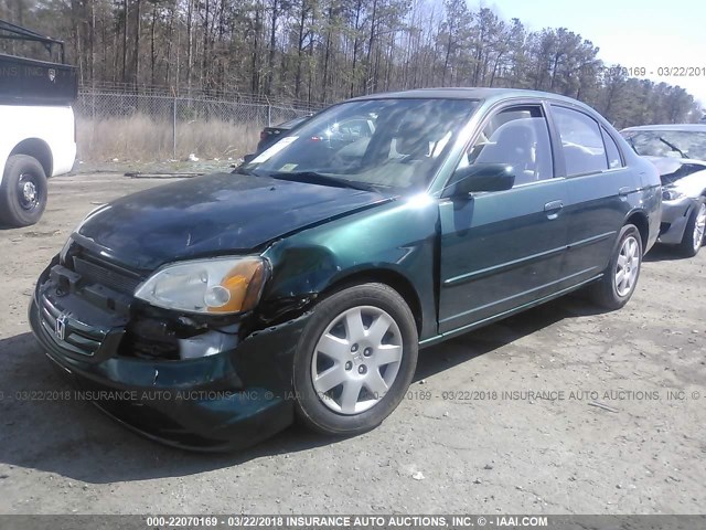 1HGES26751L006667 - 2001 HONDA CIVIC EX GREEN photo 2