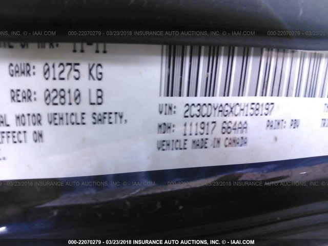 2C3CDYAGXCH158197 - 2012 DODGE CHALLENGER SXT BLUE photo 9