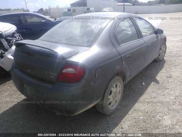 1B3ES56C54D531936 - 2004 DODGE NEON SXT GRAY photo 4