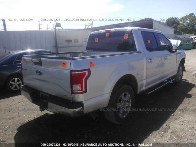 1FTEW1CF4FKF23836 - 2015 FORD F150 SUPERCREW SILVER photo 4