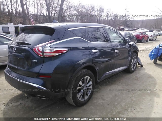 5N1AZ2MHXHN150553 - 2017 NISSAN MURANO S/SL/SV/PLATINUM BLUE photo 4